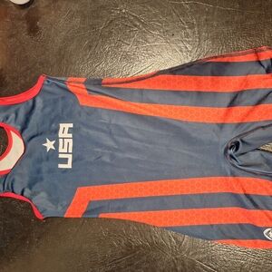USA Wrestling Singlet in Blue and Red